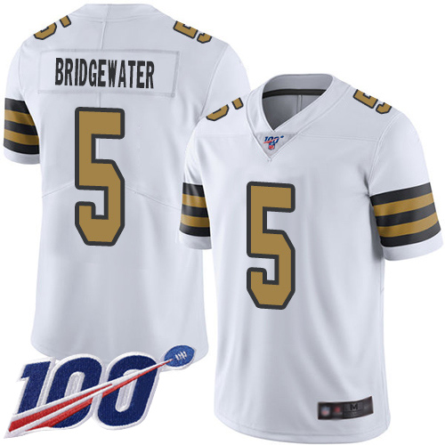 Men New Orleans Saints Limited White Teddy Bridgewater Jersey NFL Football #5 100th Season Rush Vapor Untouchable Jersey